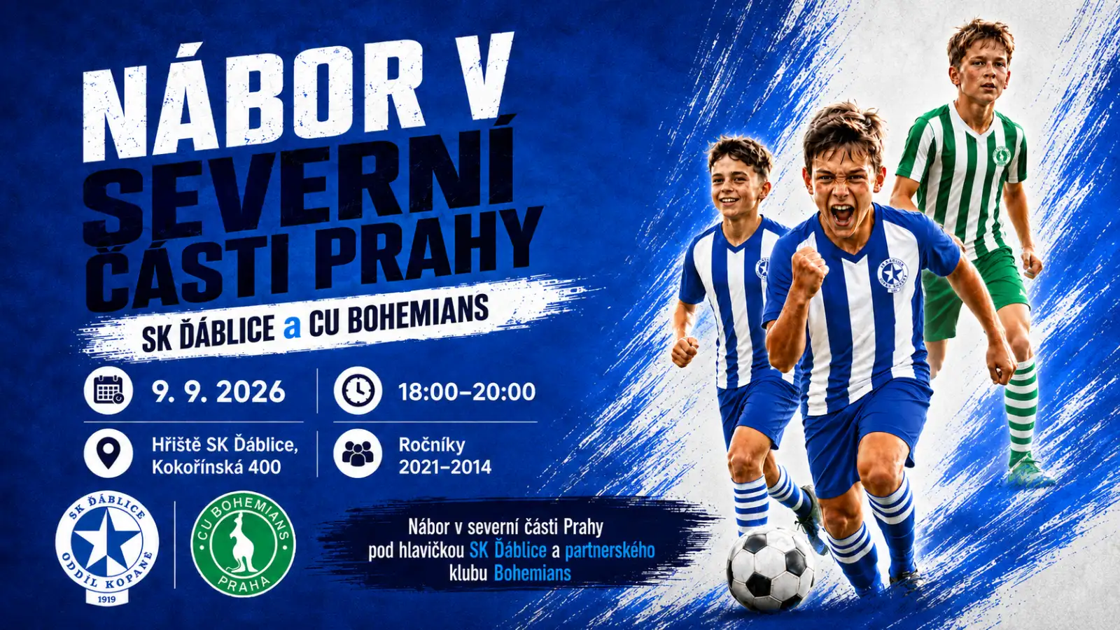 Hledáme nové fotbalisty i fotbalistky do SK Ďáblice!